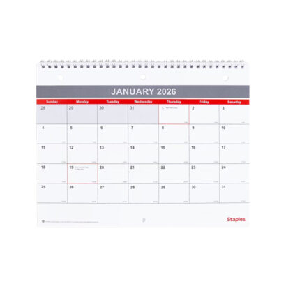 2026 Unicor 11 x 8.5 Monthly Wall Calendar, White