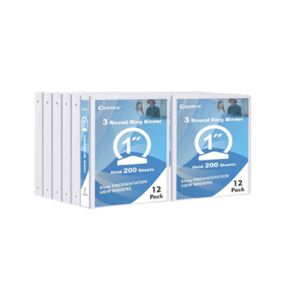 1 3-Ring View Binders, White, 12/Pack