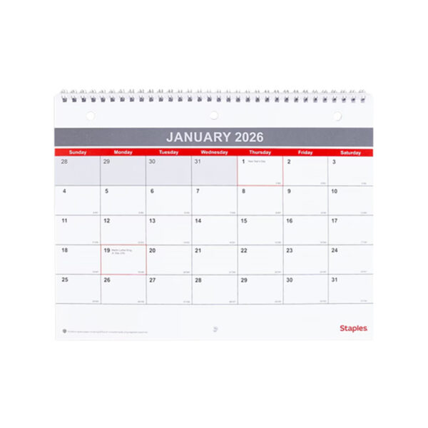 2026 Unicor 11 x 8.5 Monthly Wall Calendar, White