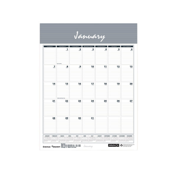 2025 Unicor 11 x 9 Monthly Wall Calendar, White, 10/Pack