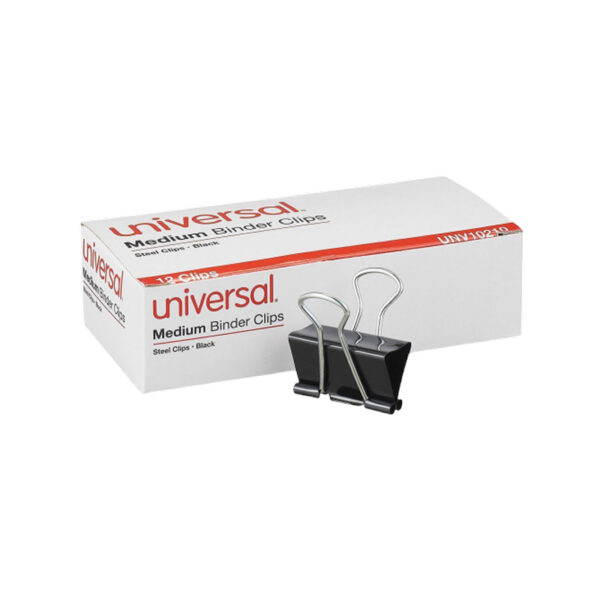 Medium Binder Clips, 0.25 Capacity, Black, 12 Clips/Pack