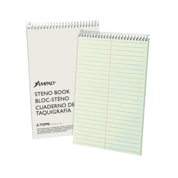 Ampad Steno Pad, 6 x 9, Gregg Ruled, White, 80 Sheets/Pad