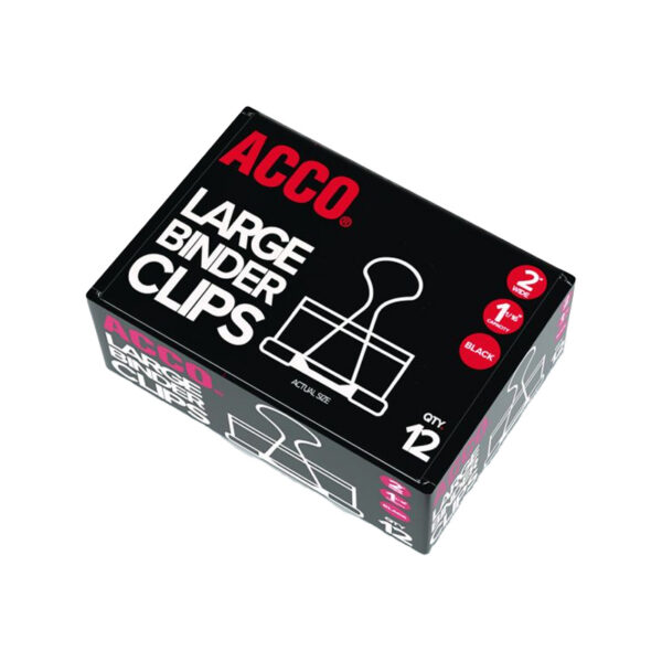 Large Binder Clips, 1 Capacity, Black, 12 Clips/Pack