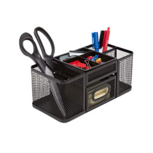 TRU RED 7-Compartment Wire Mesh Accessory Holder, Matte Black