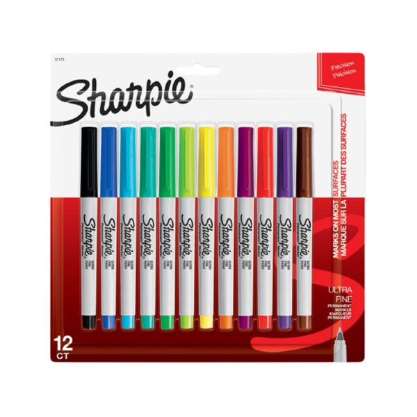 Sharpie Permanent Marker, Fine Tip, Assorted, 12/Pack
