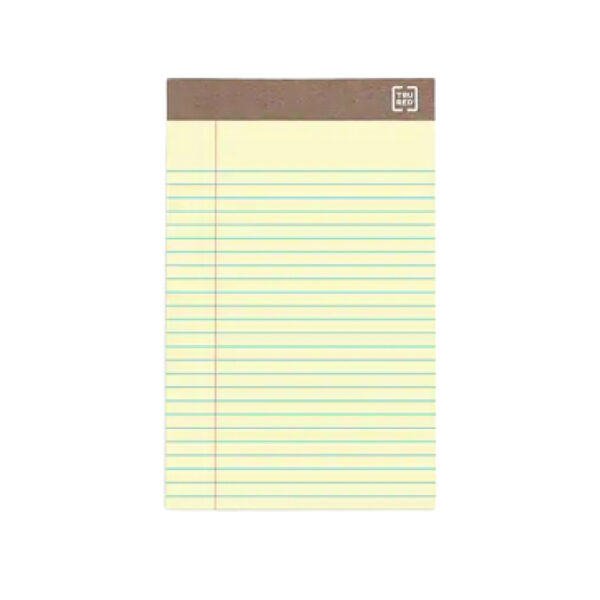 TRU RED Notepad, 5 x 8, Narrow Ruled, Canary, 50 Sheets/Pad, Dozen