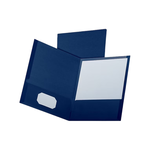 Staples Smooth 2-Pocket Paper Folder with Fasteners, Navy, 25/Box