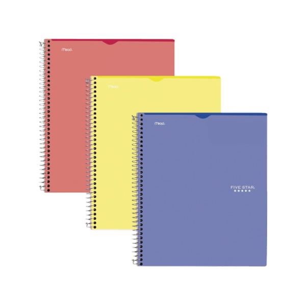 Staples 1-Subject Notebooks, 5 x 7.75, College Ruled, 80 Sheets, Assorted Colors, 3/Pack