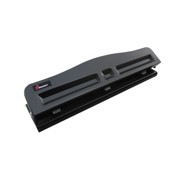 AbilityOne SKILCRAFT Light-duty Metal Hole Punch, 3 Punch Head, 10 Sheet Capacity, 9/32, Black