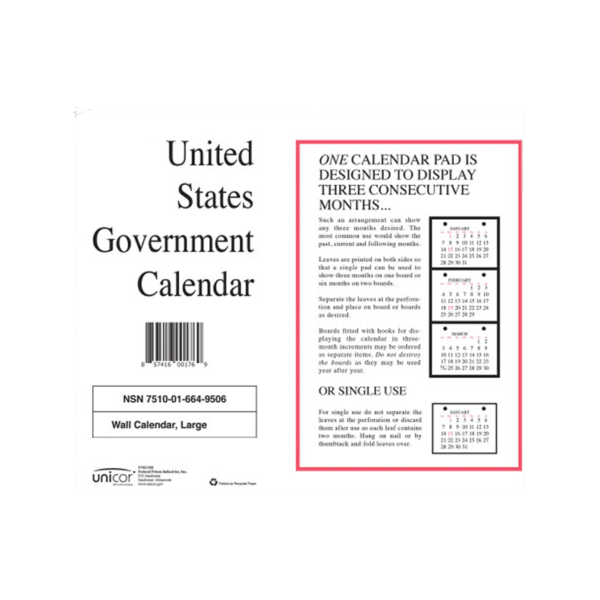 2024 Unicor Perforated Monthly Wall Calendar, 11 x 9, White Sheets, 12-Month 10/Pack
