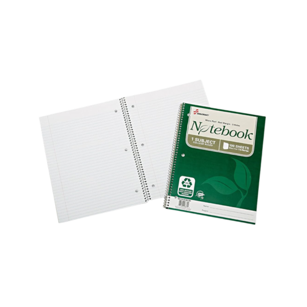 AbilityOne 1-Subject Notebooks, 8.5 x 11, College Ruled, 100 Sheets, White, 3/Pack