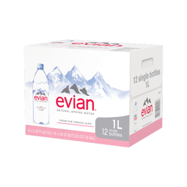 Evian Natural Spring Water, 33.8 oz., 12 Bottles/Pack