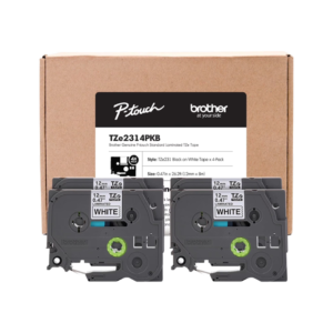 Brother P-touch TZe-231 Laminated Label Maker Tape, 1/2 x 26-2/10′, Black On White