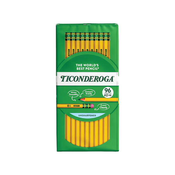 Ticonderoga The World’s Best Pencil Wooden Pencil, 2.2mm, #2 Soft Lead, 96/Pack