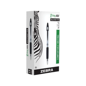Zebra Z-Grip Max Retractable Ballpoint Pen, Medium Point, 1.0mm, Black Ink, Dozen