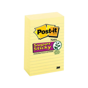 Post-it Super Sticky Notes, 4 x 6, Canary Collection, Lined, 90 Sheet/Pad, 5 Pads/Pack