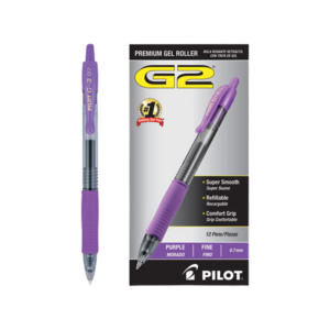Pilot G2 Retractable Gel Pens, Fine Point, Purple Ink, Dozen