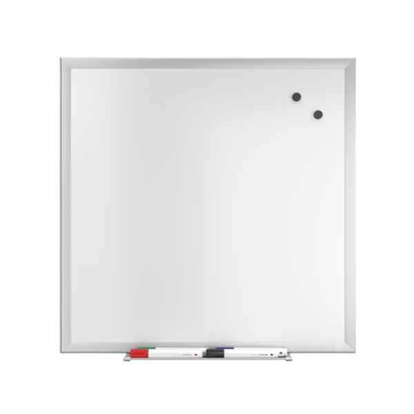 TRU RED Magnetic Steel Dry Erase Board, Satin Frame, 3′ x 2′