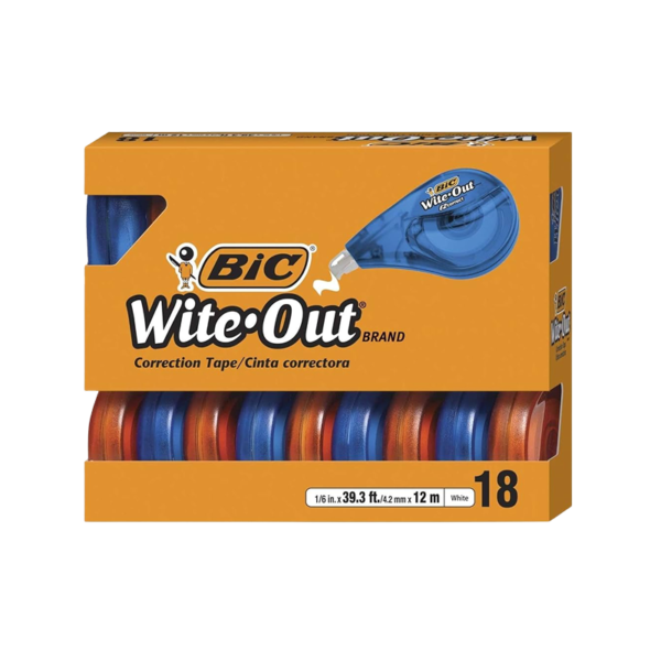 BIC Wite-Out EZ Correct Correction Tape, White, 18/Pack