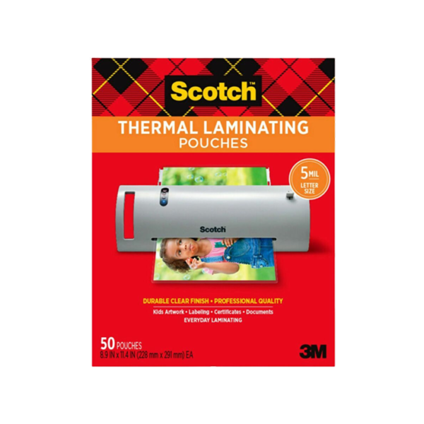 AbilityOne SKILCRAFT Moisture/Spill Resistant Thermal Laminating Pouches, Letter Size, 3 Mil, 50/Box