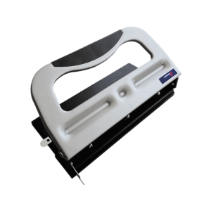 AbilityOne SKILCRAFT Comfort Grip 3HP Heavy-duty Paper Punch, 3 Punch Head, 32 Sheet Capacity, 9/32, Black, Metallic