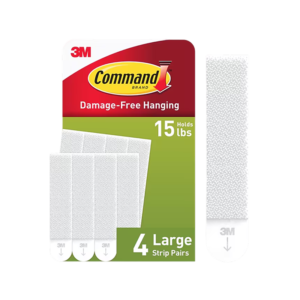Command Large Hanging Strips, 15 lb., White, 4 Pairs/Pack