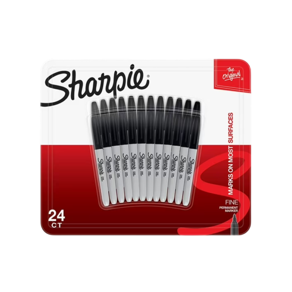 Sharpie Permanent Markers, Fine Tip, Assorted, 24/Pack