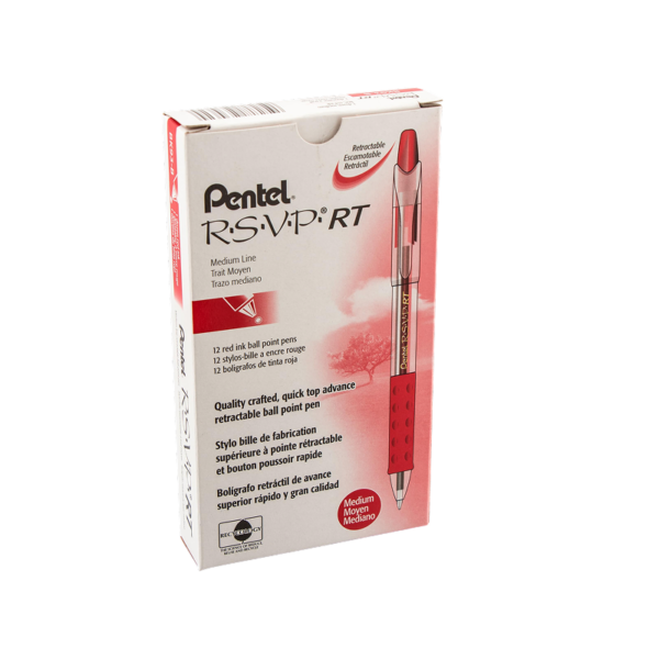 Pentel R.S.V.P. RT Retractable Ballpoint Pens, Medium Point, Red Ink, Dozen
