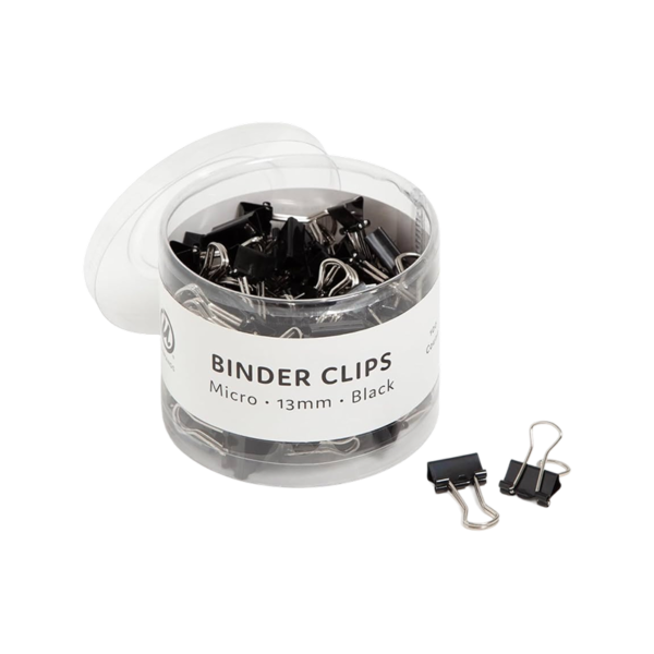 Staples Micro Binder Clips, 0.13 Capacity, Black, 100 Clips/Pack