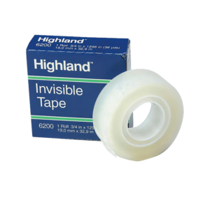 Highland Invisible Clear Tape, 0.75 x 36 yds., 1 Core, Invisible