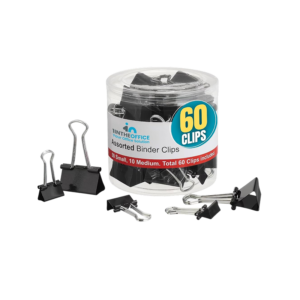 Staples Assorted Binder Clips, 1 Capacity, Black, 60 Clips/Pack