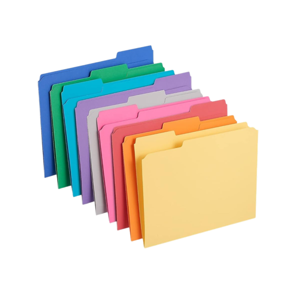 Staples File Folders, 1/3-Cut Tab, Legal Size, Assorted Colors, 100/Box