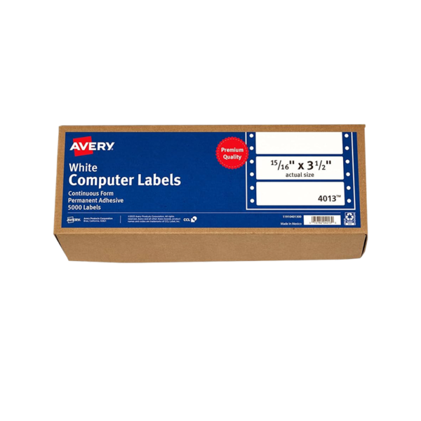 Avery Computer Labels, Dot Matrix Labels and Pin-Feed Labels, 15/16 x 3-1/2, White, 5,000 Labels/Pack