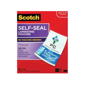 Scotch Self Sealing Laminating Pouches, Letter Size, 5 Mil, 25/Pack