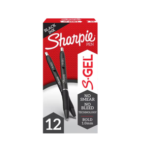 Sharpie S-Gel Retractable Gel Pens, Bold Point, 1.0mm, Black Ink, Dozen