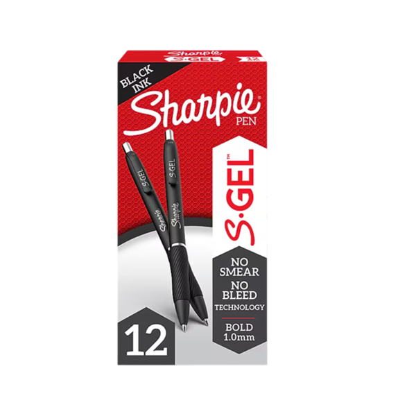 Sharpie S-Gel Retractable Gel Pens, Bold Point, 1.0mm, Black Ink, Dozen