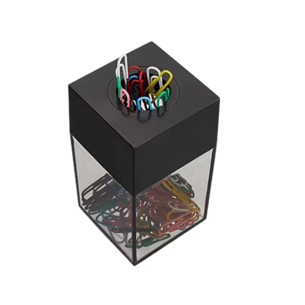 Staples Magnetic Paper Clip Dispenser, Clear/Black