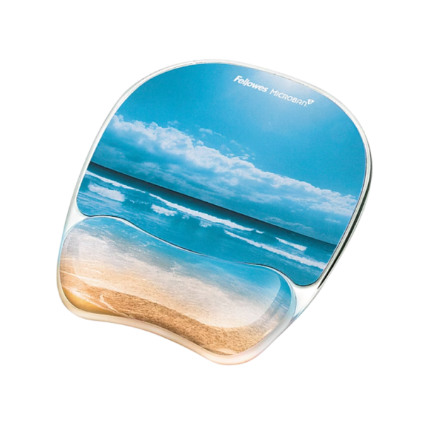 Fellowes Photo Gel Non-Skid Mouse Pad/Wrist Rest Combo, Sandy Beach