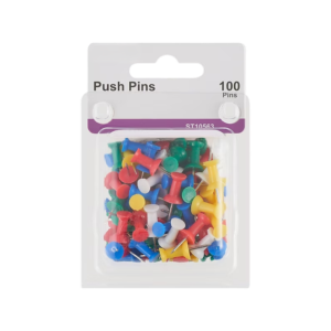 AbilityOne Rust Resistant Pushpins, Pin Length 3/8, Assorted, 100/Bx