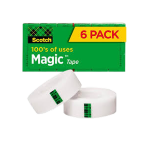 Scotch Magic Invisible Clear Tape Refill, 0.75 x 22.2 yds., 1 Core, Clear, 6 Rolls/Pack