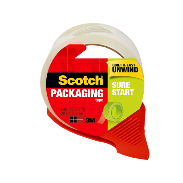 Scotch Sure Start Shipping Packing Tape with Dispenser, 1.88 x 38.2 yds., Clear