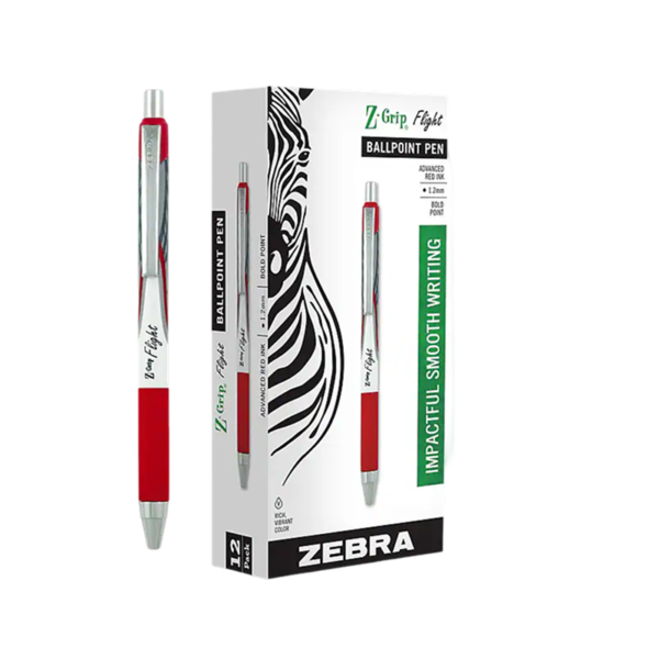 Zebra Z-Grip Flight Retractable Ballpoint Pen, Bold Point, 1.2mm, Black Ink, Dozen