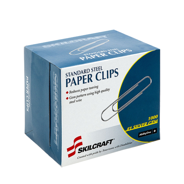 AbilityOne Skilcraft Standard Size Paper Clip, #1 Size, 1,000/Bx