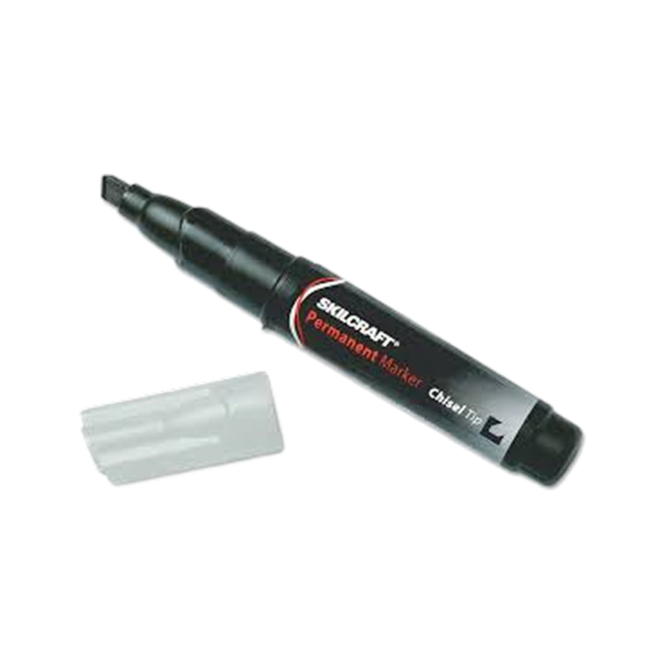 AbilityOne Skilcraft Chisel Tip Large Permanent Marker, Broad Chisel Tip, Black, Dozen