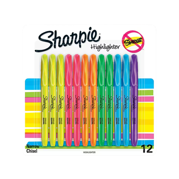 Sharpie Stick Highlighter, Chisel Tip, Assorted, Dozen