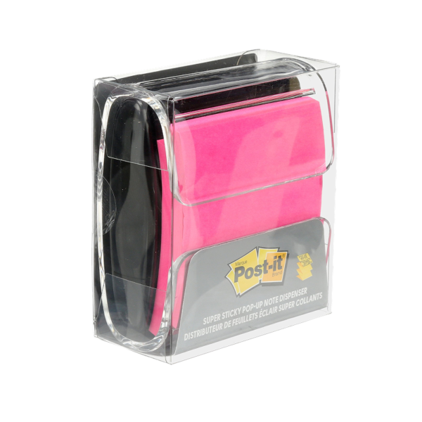Post-it Super Sticky Pop-Up Notes Dispenser for 3 x 3 Notes, Black, 12 Pads/Pack