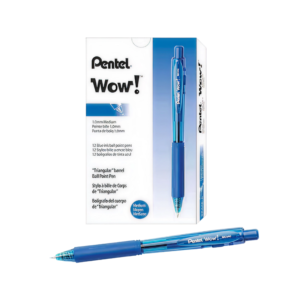 Pentel WOW Retractable Ballpoint Pens, Medium Point, Blue Ink, 12/Pack