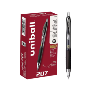 uni-ball 207 Retractable Gel Pens, Micro Point, 0.5mm, Red Ink, Dozen