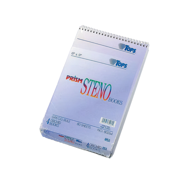 TOPS Prism Steno Pads, 6 x 9, Gregg, Purple, 80 Sheets/Pad, 4 Pads/Pack