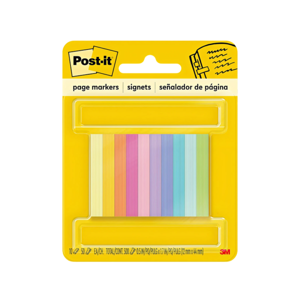 Post-it Page Markers 1/2 x 2, Assorted Colors, 500 Page Markers/Pack